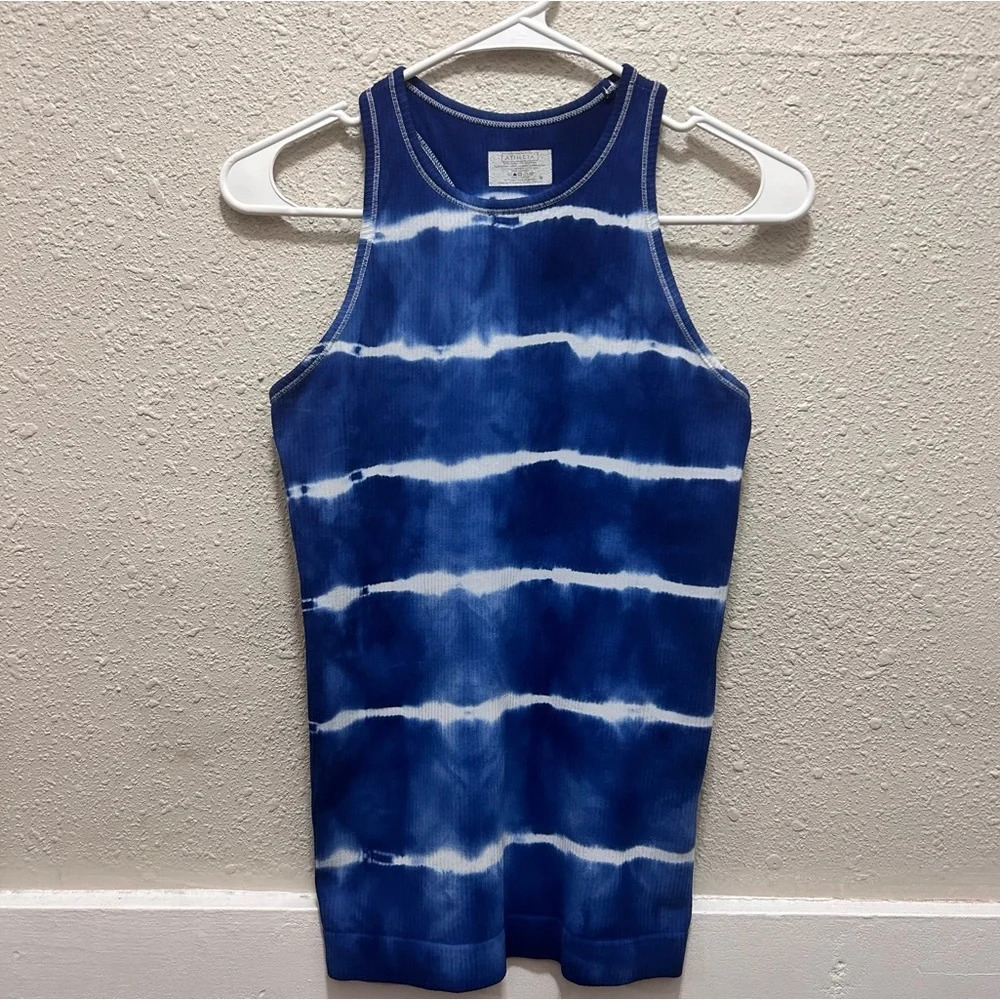 Athleta Blue and White Tie Dye Tank Top Small